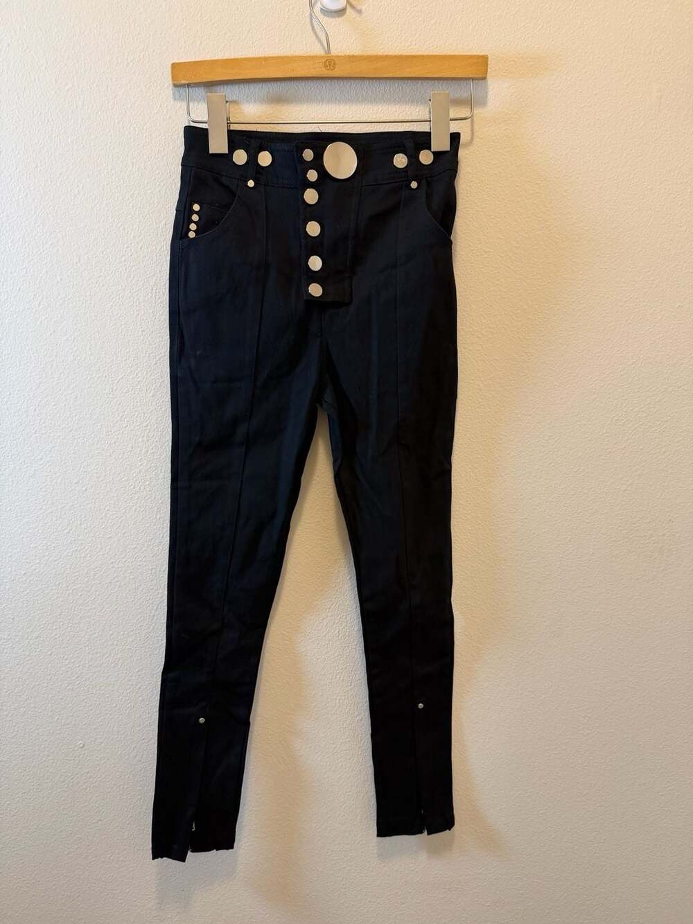 FP TO LOVE Black High Rise Snap Front Leggings Pants Size M